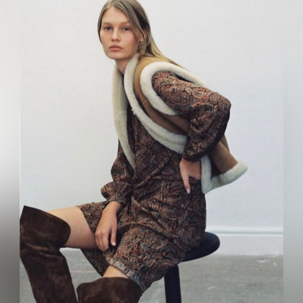 NILI LOTAN “Kesia” Silk Paisley Midi Dress